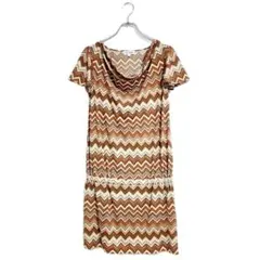 MICHEL KLEIN ワンピース 幾何学模様 総柄 半袖 ストレッチ 38