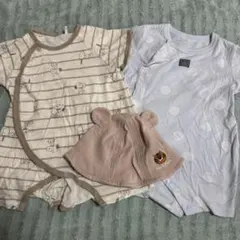 SNOOPY カバーオール 半袖　耳付き 帽子　3点セット　春夏