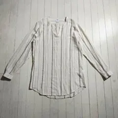 ZARA ストライプ シアーシャツ オフホワイト M