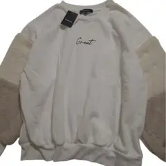 Double focus スウェット フワフワ袖 白 M 新品未使用 タグ付き