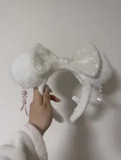 ディズニー ミニー イヤリングカチューシャ ホワイト