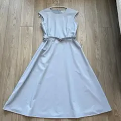 anuans ノースリーブワンピース サックス ツイストギャザーワンピース