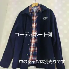 美品 濃紺 コーディロイ カバーオール 刺繍 ジャケット L ネイビー 長袖
