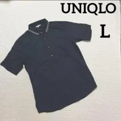【極美品・UNIQLO】ライトウェイトコットンシャツ 黒 ポロシャツ【匿名配送】