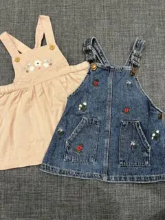 [まとめ売り]H&M/Zara 女の子　サロペットスカート（ピンク・デニム）