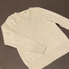 【ふわふわ】IENA SLOBE ライトベージュ柔らかVネックアンゴラ混ニット