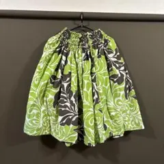 フラダンス用 パウスカート グリーン×ブラウン ボタニカル柄のサムネイル
