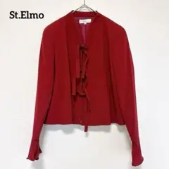 【セントエルモ】 ジャケット風カーディガン 7号 赤 ポリエステル100%