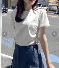 nomae ビジューサイドギャザーTシャツのサムネイル