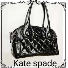 B79 Kate spade キルティング エナメルレザー ボストンバッグ 黒