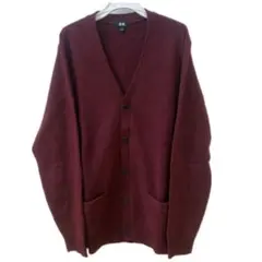 UNIQLO カーディガン L ワインレッド 赤 スクールカーディガン 制服