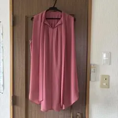ピンク ノースリーブ ブラウス ボウタイ