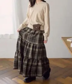 チェック柄 ティアードスカート