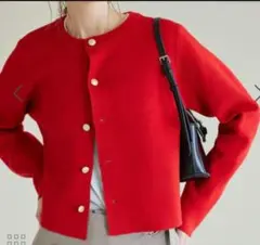 未使用　ロペピクニック　ミラノリブカーディガン 38　赤　レッド