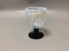 なつめ型　黒脚　市松模様　氷コップ　(検) 和ガラス　ウランガラス
