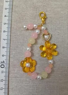 ビーズキーホルダー ハンドメイド オレンジ