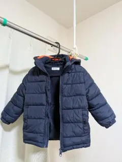 H&M ネイビー 中綿コート フード付き 95-105サイズ