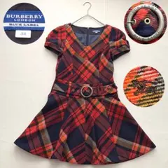 綾瀬はるか着用✨バーバリー チェック ワンピース フレア　38 ベルト　赤