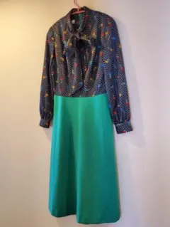 レトロポップ★ヴィンテージボウタイワンピース★vintage70s,80s