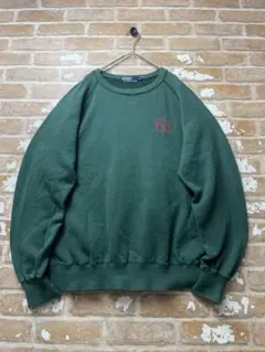 90s polo by RalphLauren スウェット　ラグラン　緑　刺繍