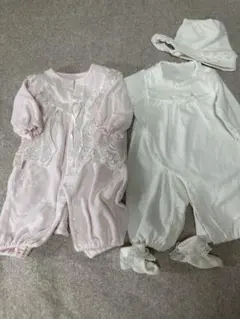 ロンパース 60-70サイズ まとめ売り ピンクのハート柄・白のレース