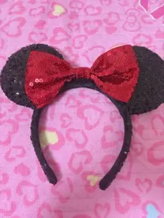 【Disney】黒赤スパンコールカチューシャ