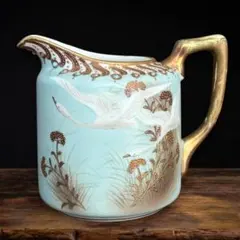 希少 オールドノリタケ フライングギース 墨ぼかし メイプルリーフ 花瓶 希少 オールドノリタケ フライングギース 墨ぼかし メイプルリーフ