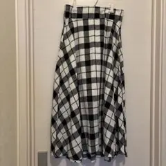 白黒チェック フレアロングスカート
