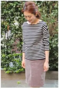 ☆美品☆IENA☆ミラノリブ シルケットボーダー プルオーバー ネイビーのサムネイル