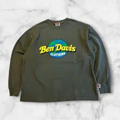 ベンデイビス メンズ長袖Tシャツ ロンT バックプリント カーキ S ストリートのサムネイル