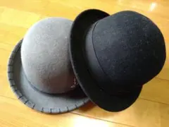 ハット2つセット　黒　灰色　ブラック　グレー　帽子