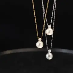 パール　ネックレス　18kgp ホワイト　ガラスパール　18k