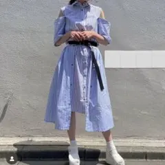 【BANK】【whip staff】シャツワンピース ストライプ