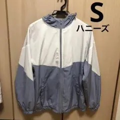水色と白のフード付きジャケット　ハニーズ　S