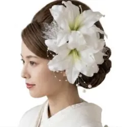 カサブランカ髪飾り 卒業式髪飾り 袴髪飾り 謝恩会 和装 ホワイト パール