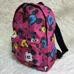 美品 ディズニー ミッキー＆ミニー リュック ピンク 総柄 キッズ ジュニア