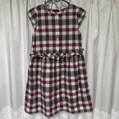 BeBe パープル系チェック ワンピース 150cm