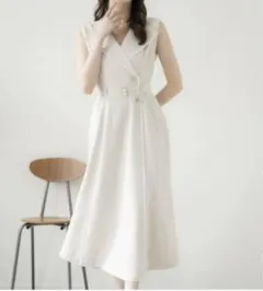 Noela フリンジサマーツイードワンピース ベージュ Mサイズ ロング 