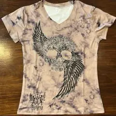 M スカル×ウィング 半袖ピチTシャツ Y2K ギャル系 ストリート ロック