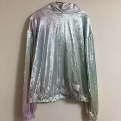 《NIKE》ナイキシルバーグラデーション パーカークロップド丈　虹色レインボーM