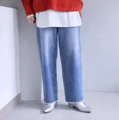 PUAL CE CIN ピュアルセシン 縦ストレッチ足長デニムパンツ38