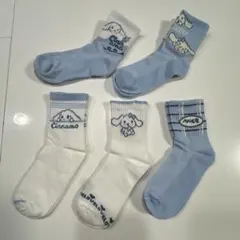 【訳あり】シナモロール 風 靴下　5足セット　4足新品+1回使用　シナモン
