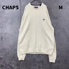 チャップス 無地クルーネックニット セーター 白 定番 古着 コットン【7968のサムネイル