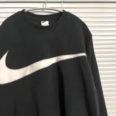 美品 NIKE ナイキ デカロゴ フリース トレーナー 短丈 ドローコード付き