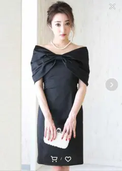 【美品】ビッグリボンオフショルダーワンピース