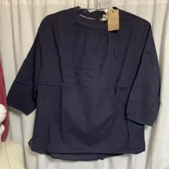 新品タグ付き ★no Jean ￼ノージーン　ネイビー刺繍五分袖シャツ薄手