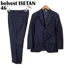 【美品】 belvest メンズスーツセットアップ 46 ネイビーストライプのサムネイル