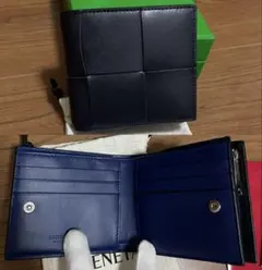 定価10.5万　ボッテガヴェネタ　二つ折り　財布　ネイビー　 カセット