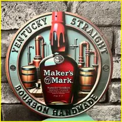 メーカーズマーク　Maker's Mark 円型　丸型　ブリキ看板　プレート