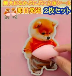 おなかぷにぷにシール　柴犬 ステッカー2枚セット もっちもち立体シールスクイーズ